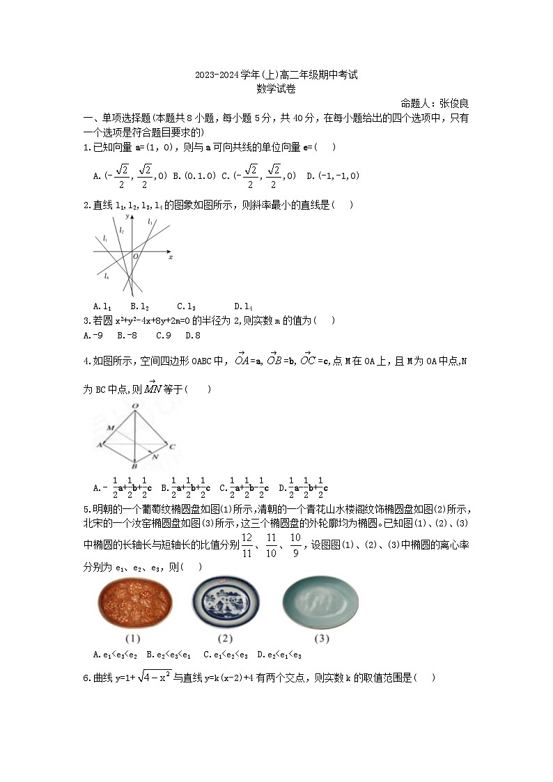 河南省漯河市高级中学2024-2025学年高二上学期期中考试数学试卷第1页