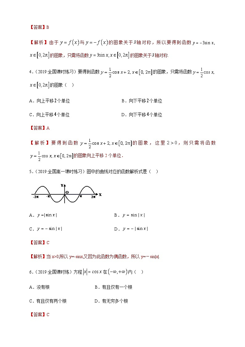 新人教版高中数学A版必修一同步练习5.4.1 正弦函数、余弦函数的图像02