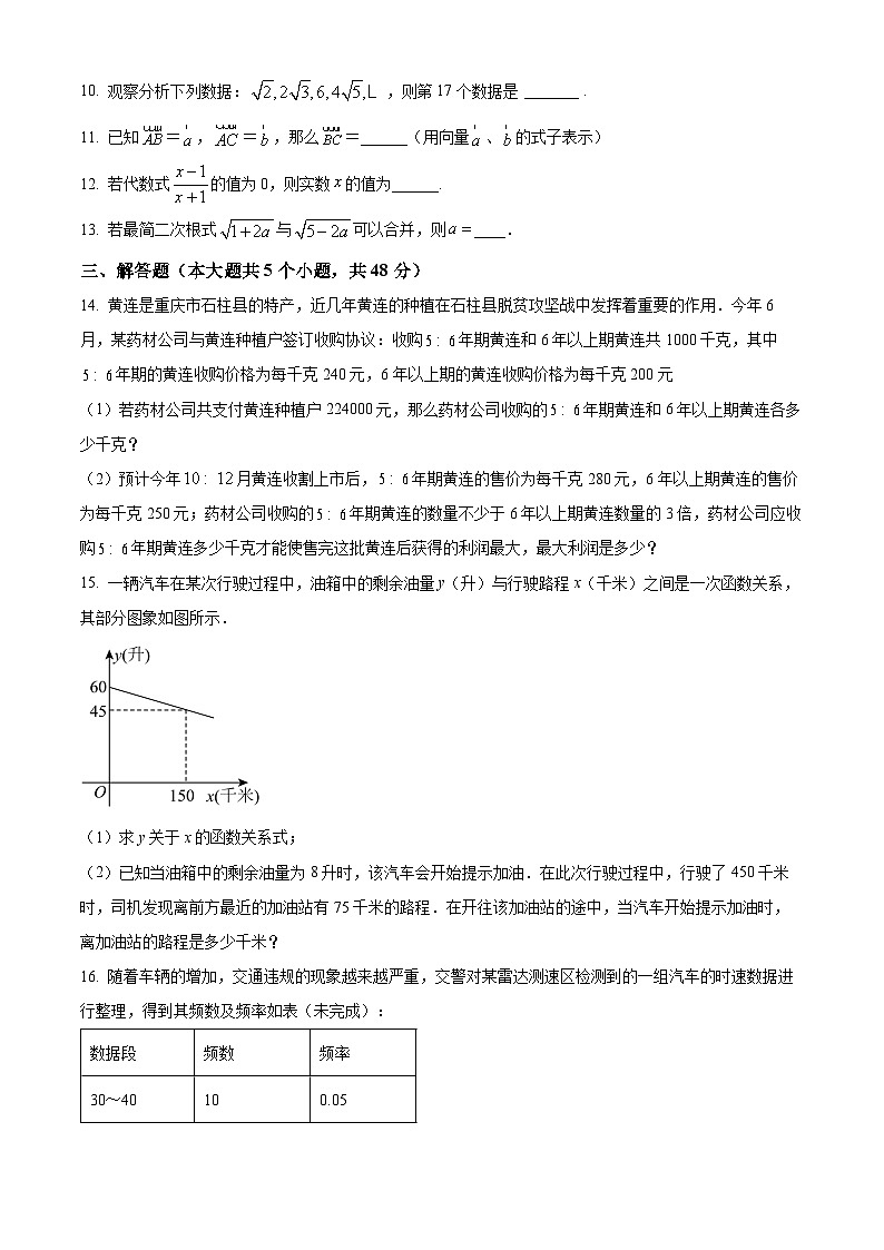 四川省成都市蒲江县蒲江中学2024-2025学年高一新生入学分班质量检测数学试题 Word版无答案第3页