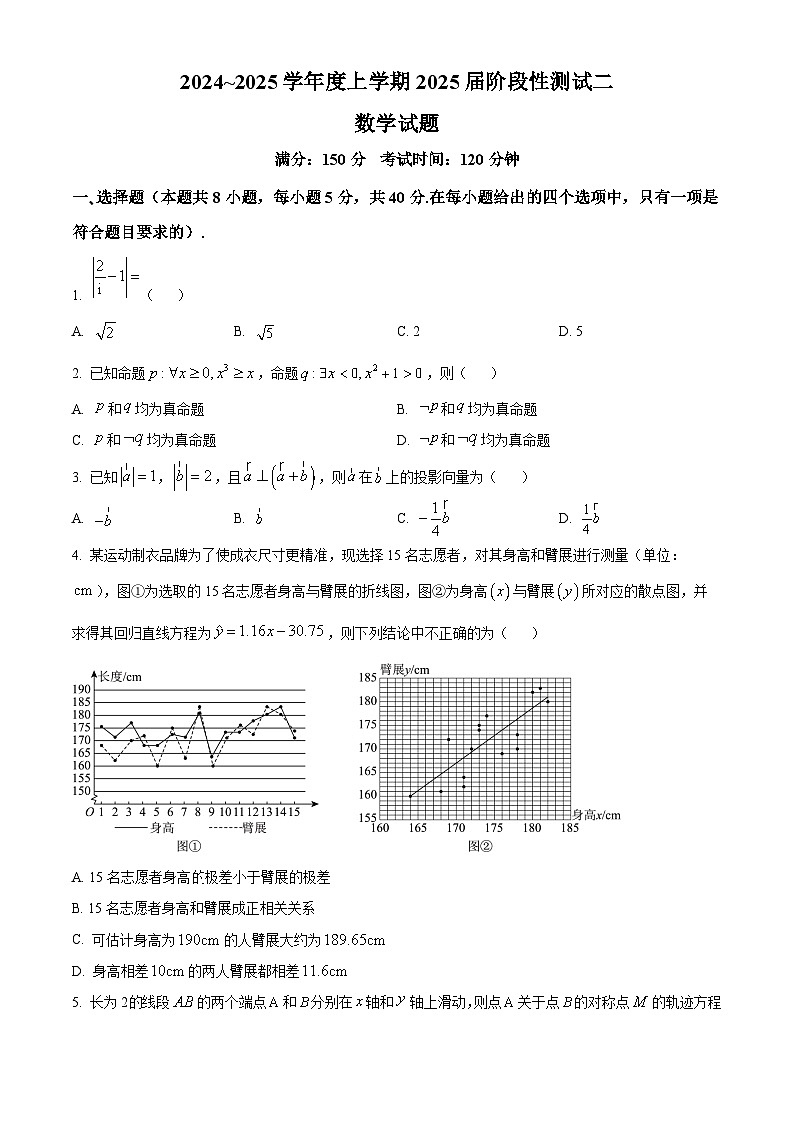 柳州高级中学2024-2025学年高三上学期阶段性测试(二)数学试题（原卷版）第1页