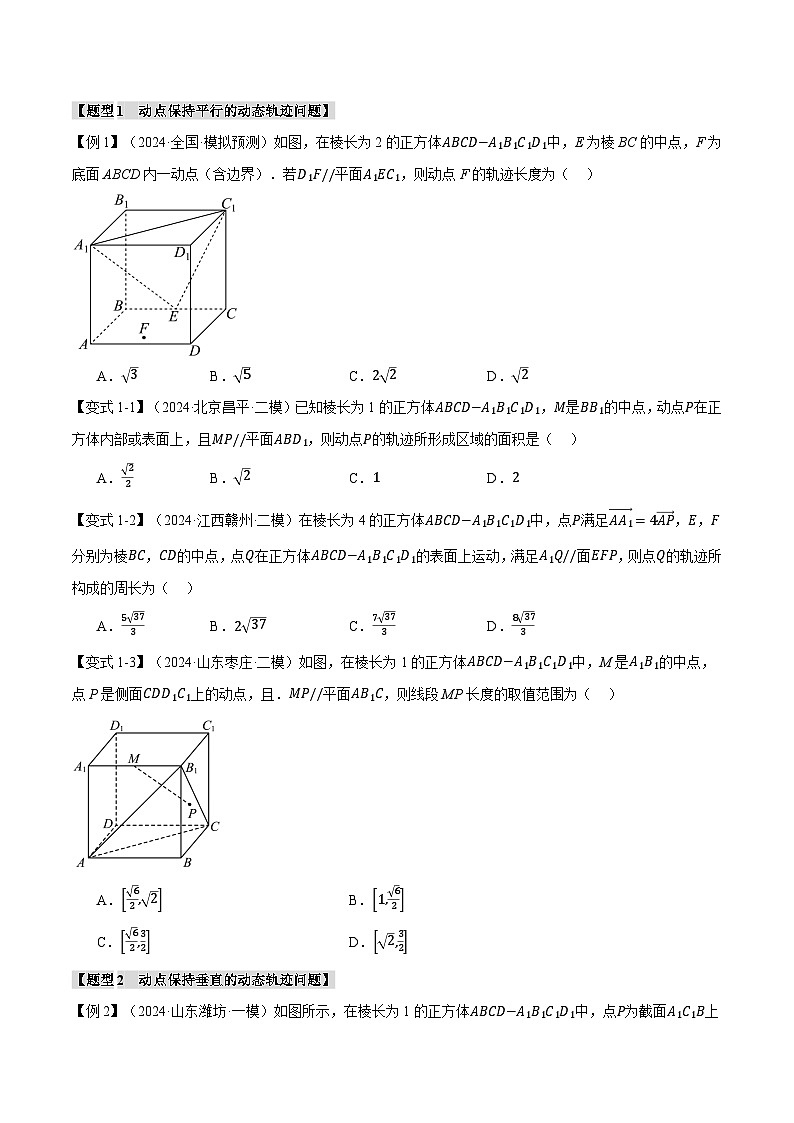 重难点20 立体几何中的动态、轨迹问题（举一反三）（新高考专用）（学生版） 2025年高考数学一轮复习专练（新高考专用）第2页