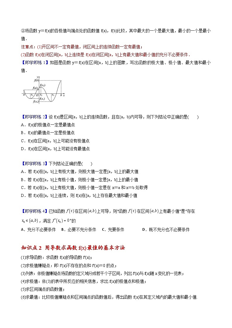 人教A版高中数学(选择性必修第二册)同步讲义第17讲 5.3.2.2 函数的最大（小）值 （原卷版）第2页