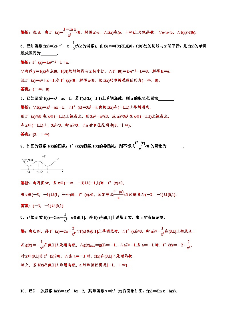 人教A版高中数学选择性必修第二册分层练习5.3 《导数在研究函数中的应用》（教师版）第2页