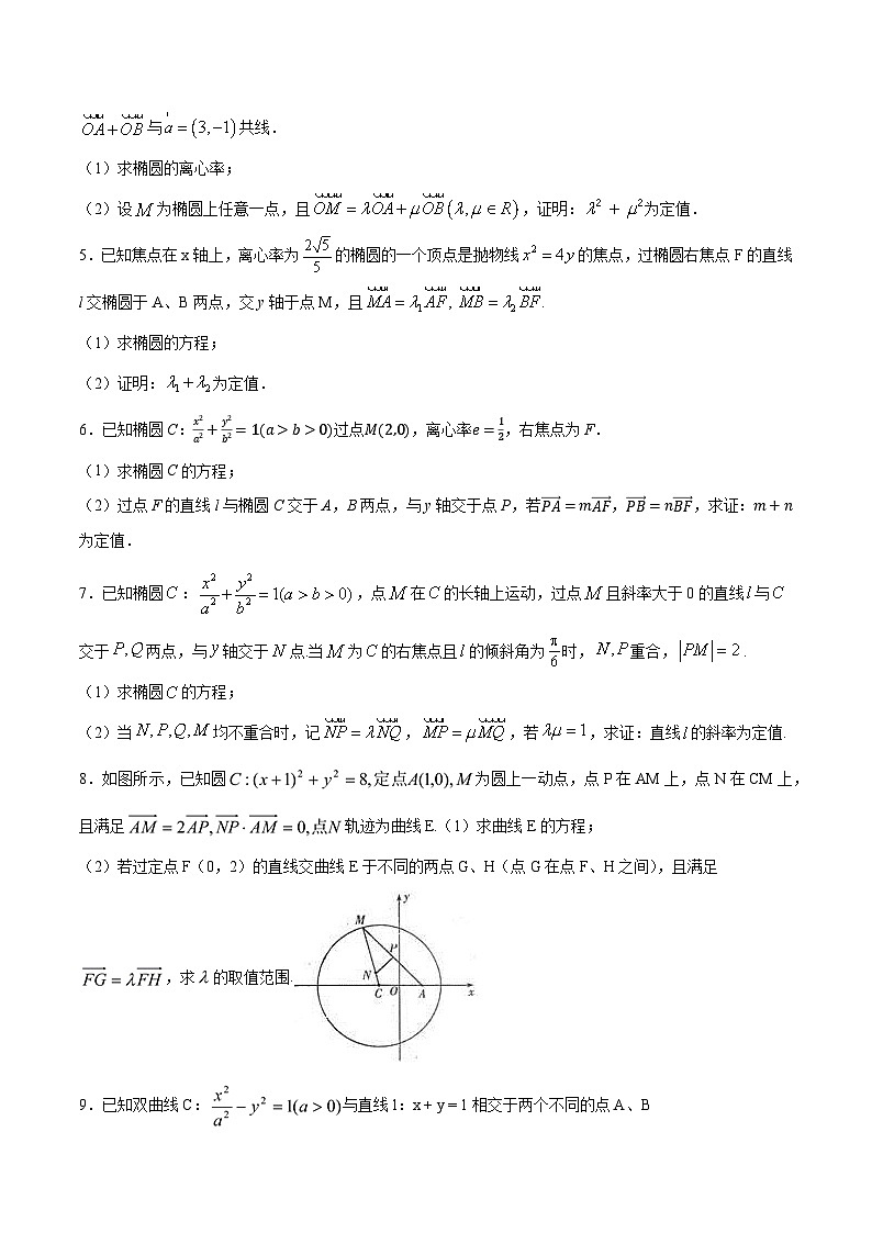 新高考数学之圆锥曲线综合讲义第19讲共线向量问题(原卷版+解析)02