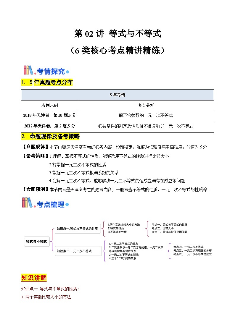 第02讲 等式与不等式（教师版） 备战2025年高考数学一轮复习考点帮（天津专用）第1页
