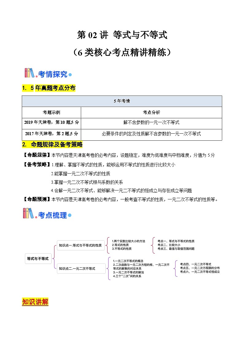 第02讲 等式与不等式（学生版） 备战2025年高考数学一轮复习考点帮（天津专用）第1页