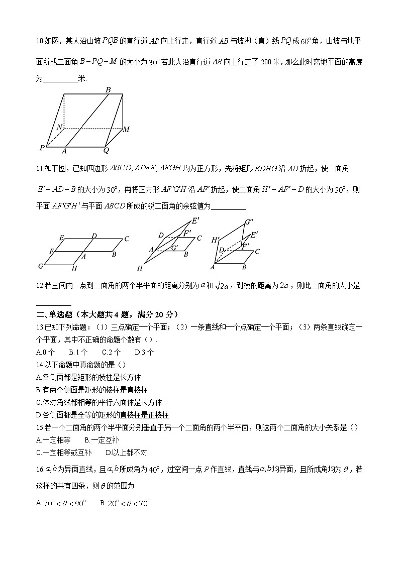 上海市华东师范大学第二附属中学2024-2025学年高二上学期10月月考数学试卷第2页