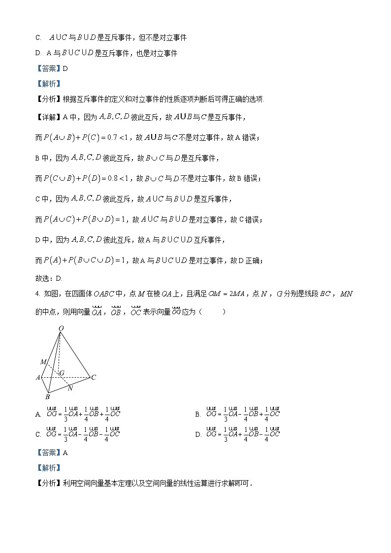 重庆市铜梁一中2024-2025学年高二上学期第一次月考数学试题 Word版含解析第2页