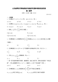 山东省泰安市肥城海亮外国语学校2024-2025学年高一上学期期中模拟数学测试卷