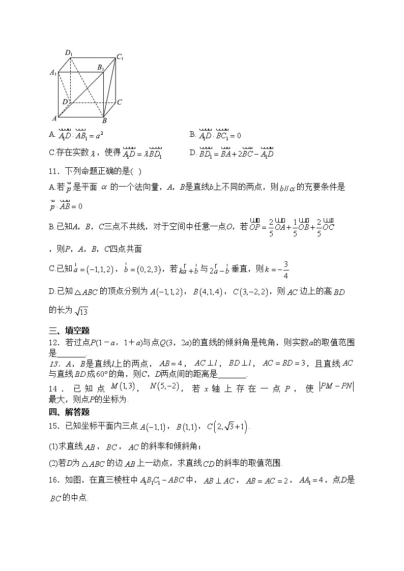 福州金山中学2024-2025学年高二上学期第一次限时训练（10月）数学试卷(含答案)03