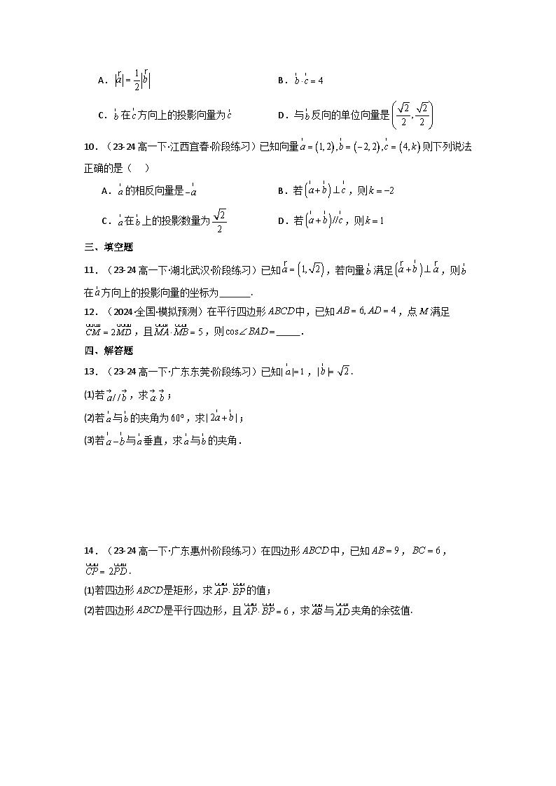 2024-2025学年高考数学一轮复习讲义(新高考)第03讲平面向量的数量积(含新定义解答题)(分层精练)(学生版+解析)第1页