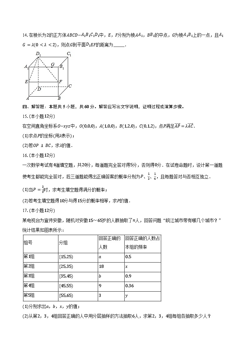 2024-2025学年重庆外国语学校高二（上）月考数学试卷（含答案）第3页