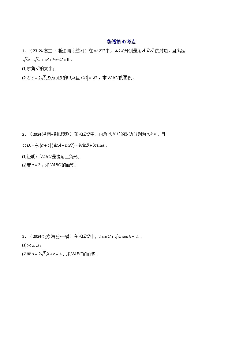 2024-2025学年高考数学一轮复习讲义(新高考)第08讲拓展三：三角形中面积(定值，最值，取值范围)问题(精讲)(学生版+解析)第3页
