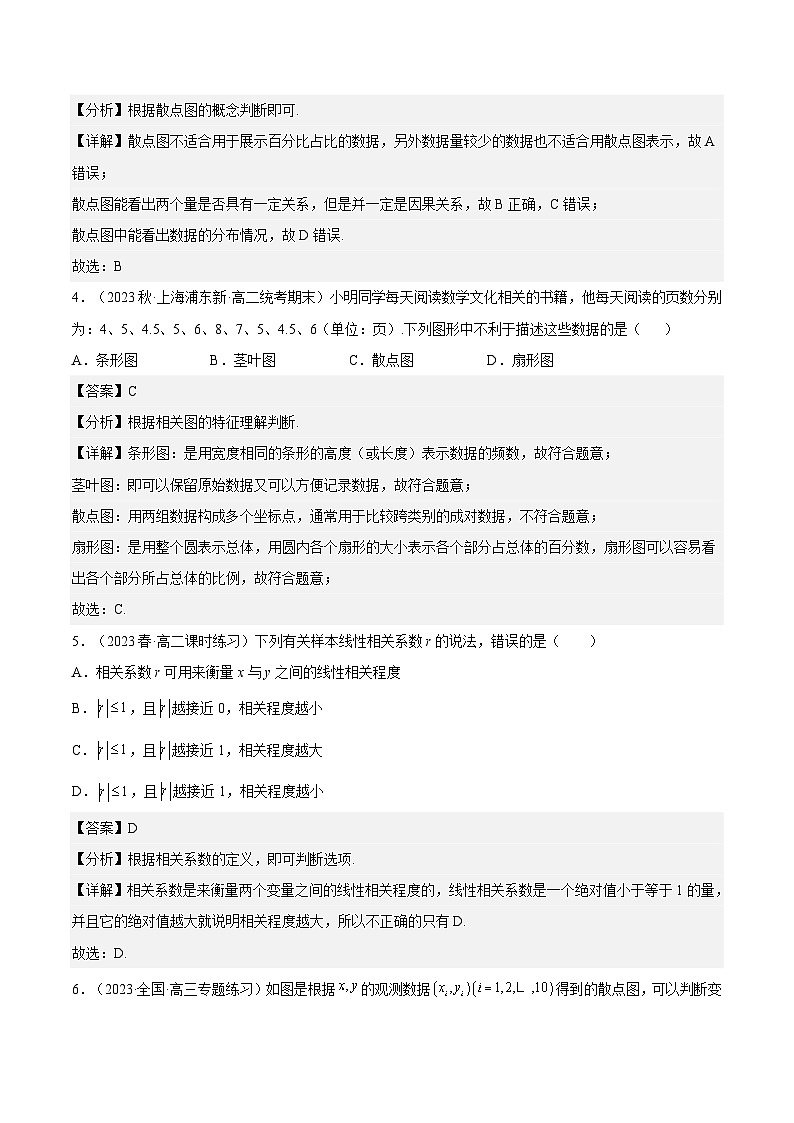 沪教版（2020）高中数学选择性必修第二册8.1《成对数据的相关分析》（分层练习）（解析版）第2页