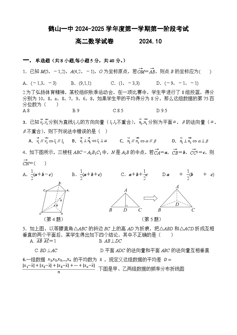 鹤山一中2024-2025学年度第一学期第一阶段考试(2)第1页