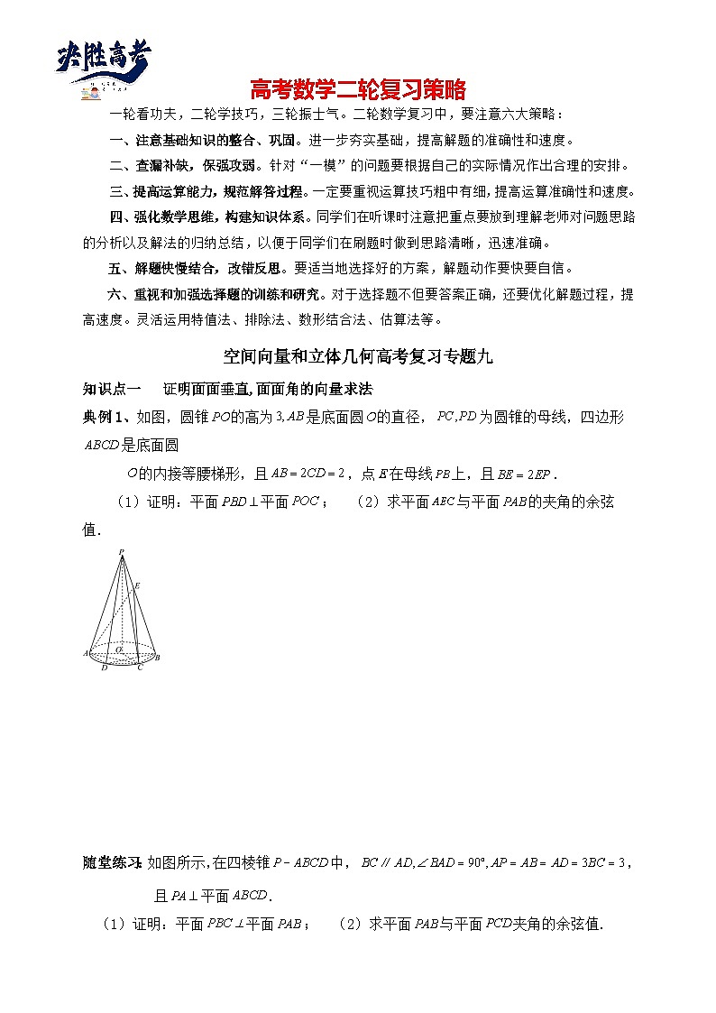 2025年高考数学二轮专题复习（讲义）--空间向量和立体几何专题九（含解析）第1页