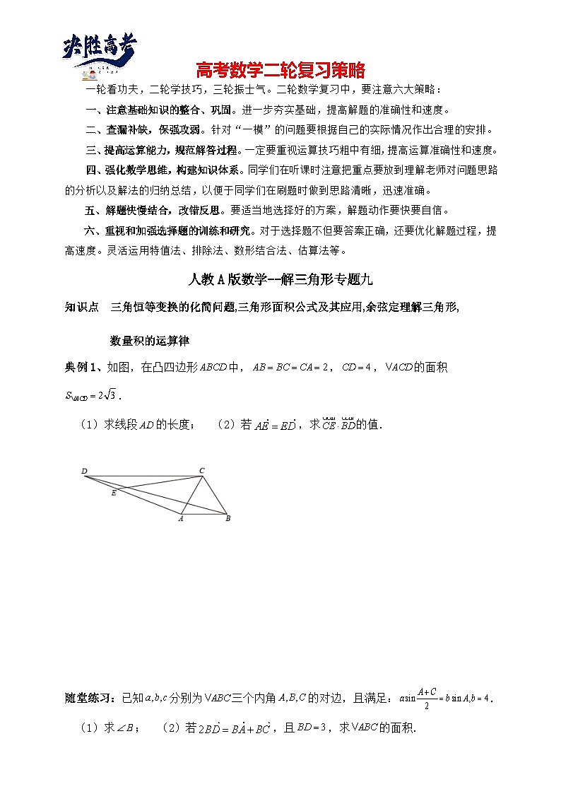 2025高考数学总复习专项复习（讲义）--解三角形专题九（含解析）第1页