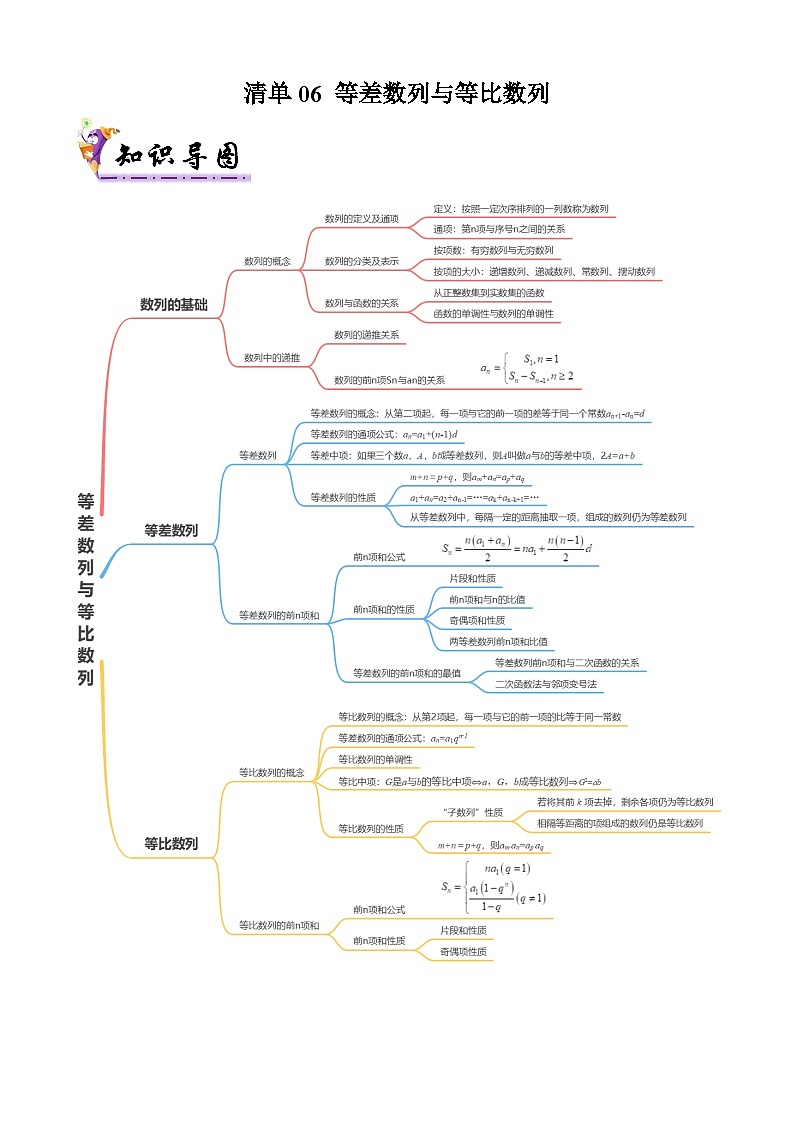 【考点清单】专题06+等差数列与等比数列-高二数学下学期期末考点大串讲试卷（人教B版2019选择性必修第三册）01