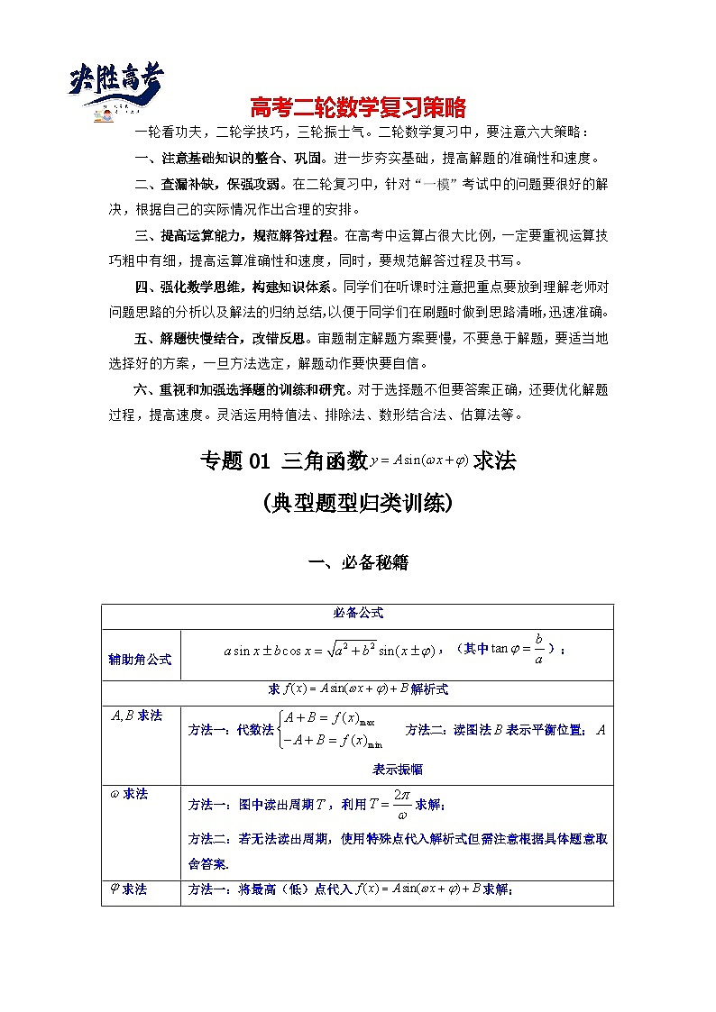 专题01 三角函数的图象与性质(典型题型归类训练)(解析版）第1页