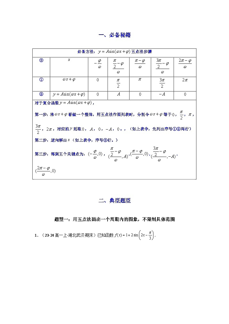 专题02 三角函数的图象与性质（五点法作图）(典型题型归类训练)(原卷版）第2页