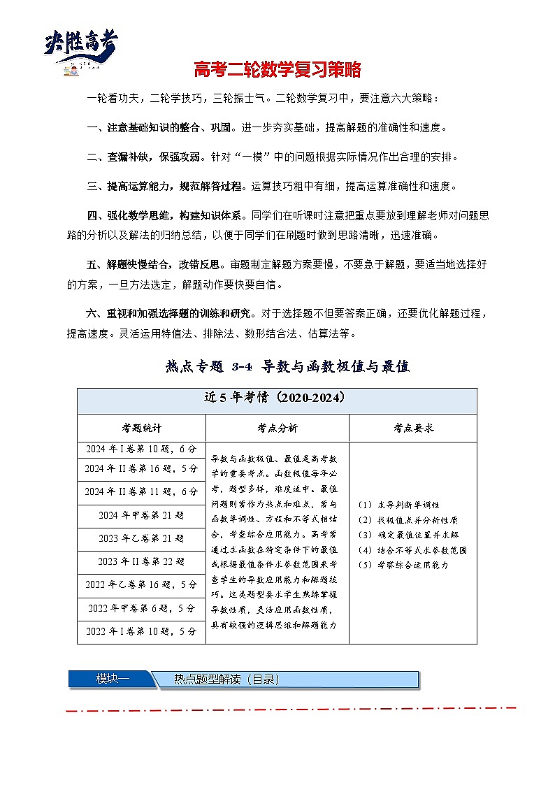 热点专题 3.4 导数与函数极值与最值【8类题型】（解析版）第1页