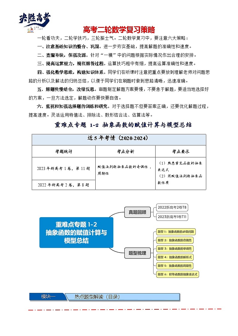 重难点专题 1.2 抽象函数的赋值计算与模型总结【15类题型】（解析版）第1页