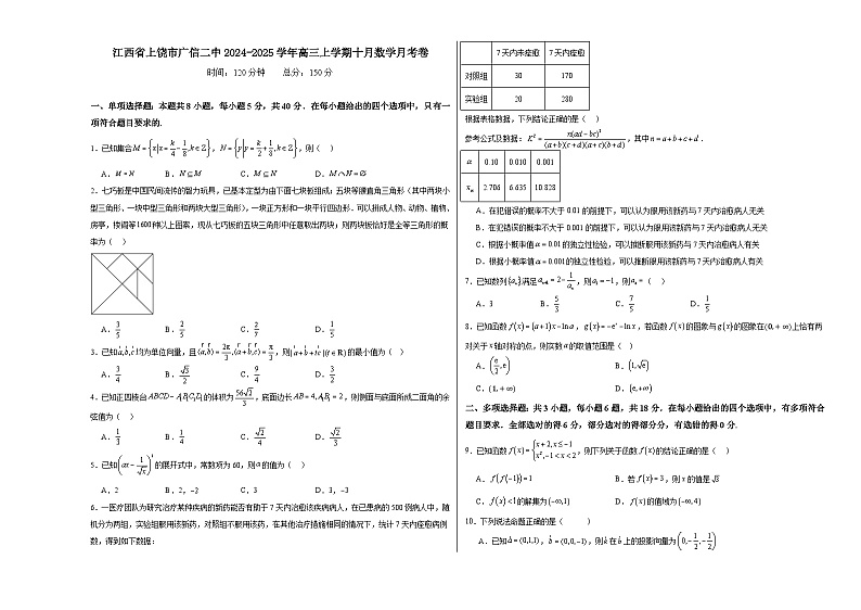 江西省上饶市广信二中2024-2025学年高三上学期十月月考数学试卷第1页