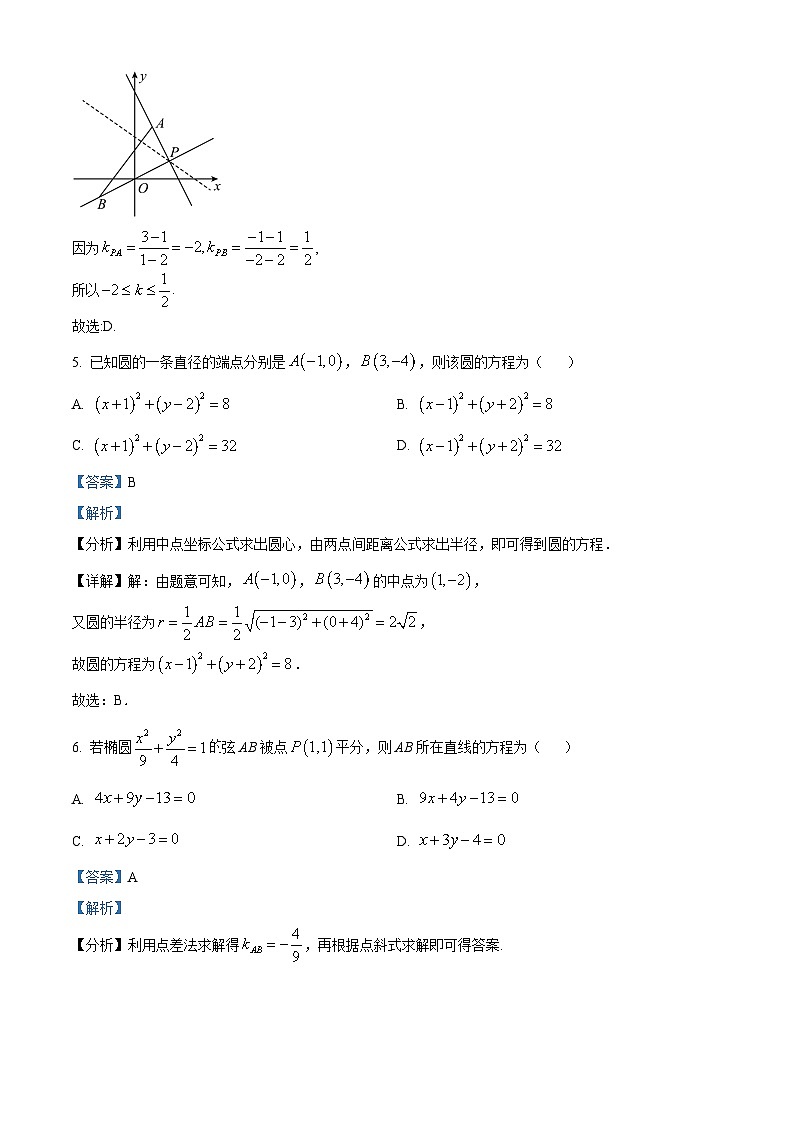 北京市北工大附属中学2024-2025学年高二上学期10月阶段性检测数学试卷（Word版附解析）03