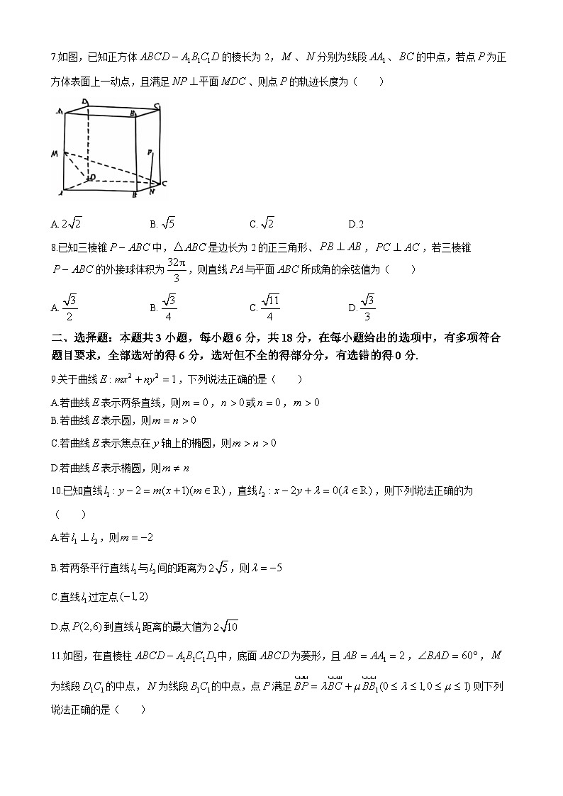 重庆市育才中学2024-2025学年高二上学期10月月考数学试题第2页