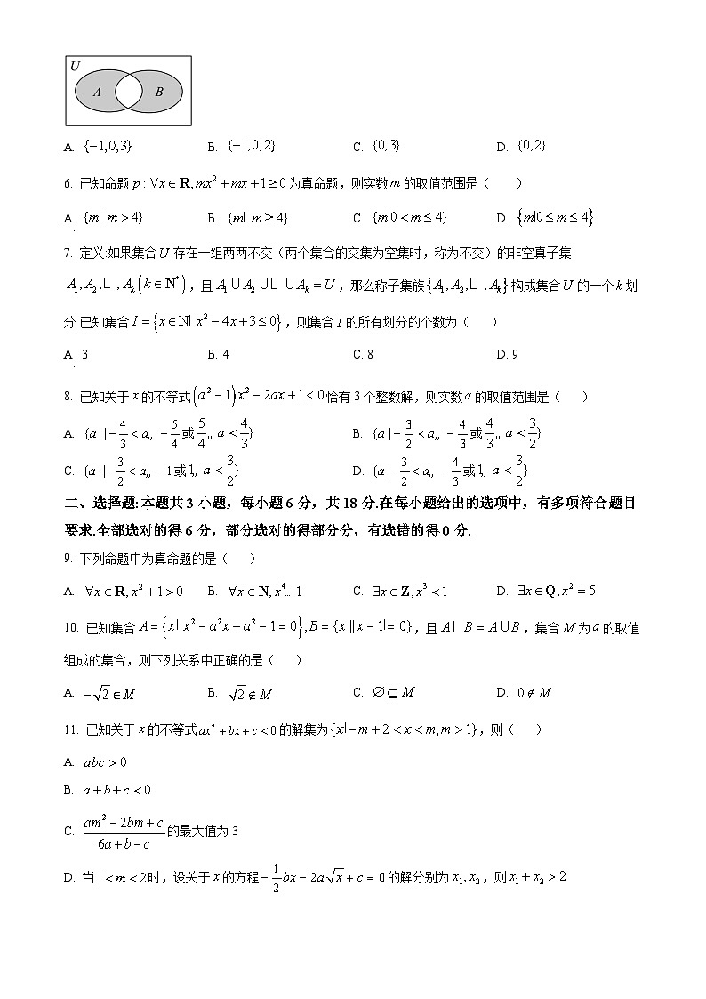 山西省运城市2024-2025学年高一上学期10月联合测评数学试卷（Word版附答案）第2页
