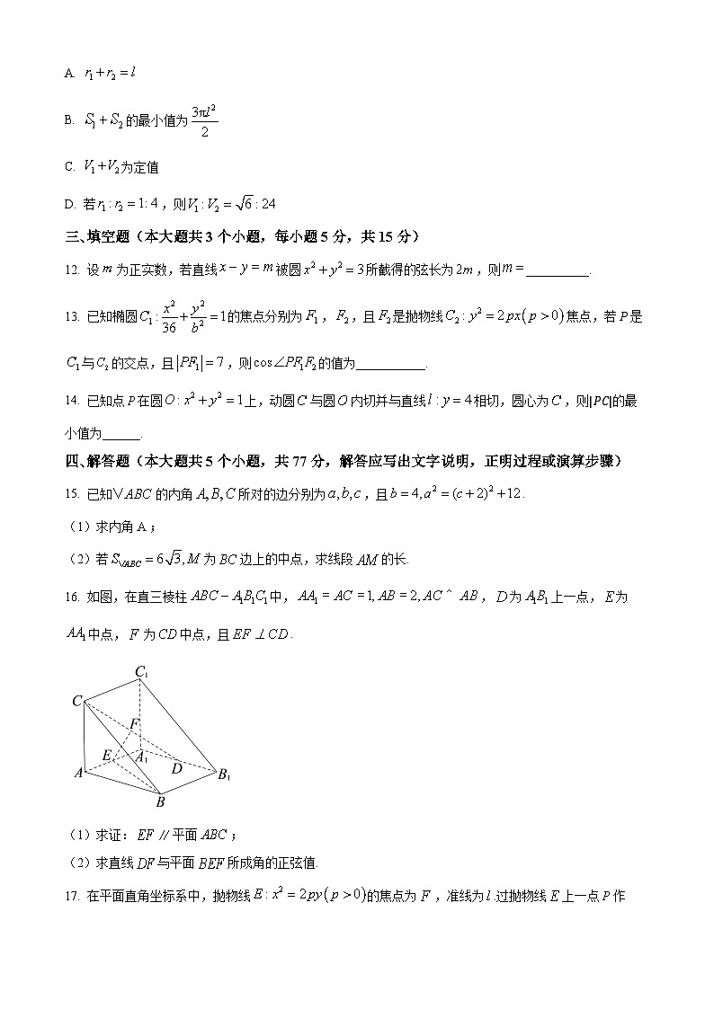 重庆市2024-2025学年高二上学期10月月考数学试题03