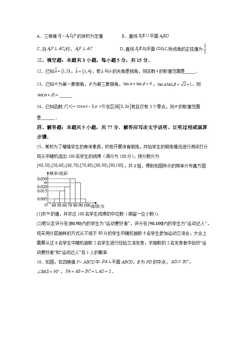 广西南宁市第三中五象校区学2024-2025学年高二上学期月考 数学试题（一）（含解析）第3页