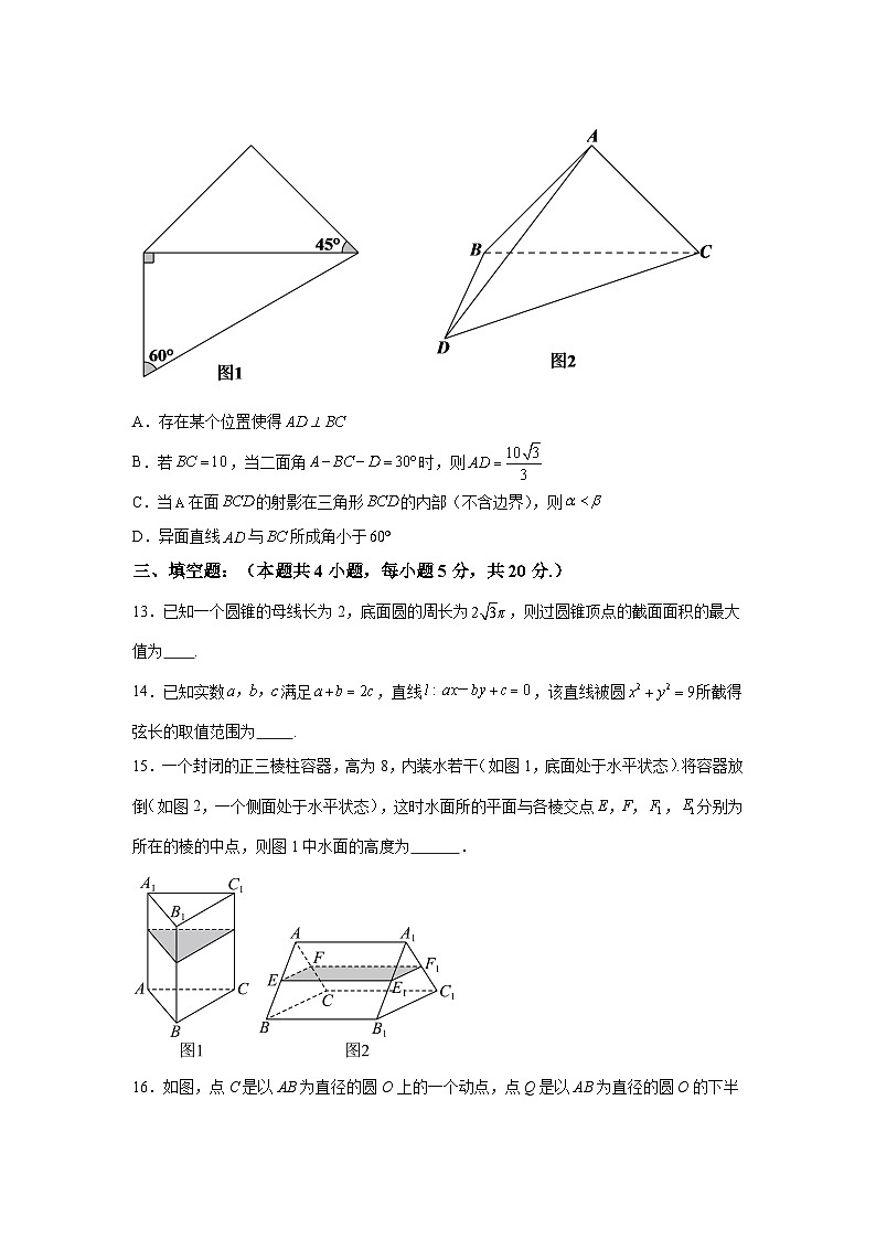 浙江省武义第一中学2023-2024学年高二上学期10月检测 数学试题（含解析）第3页