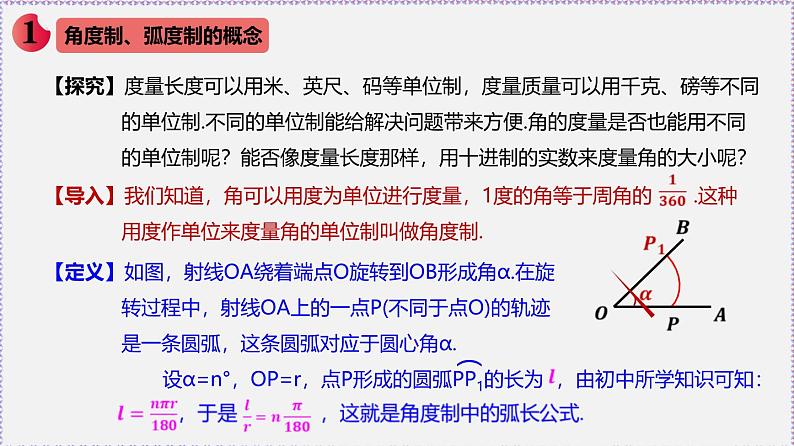 新人教版高中数学必修第一册5.1.2弧度制（课件）第2页