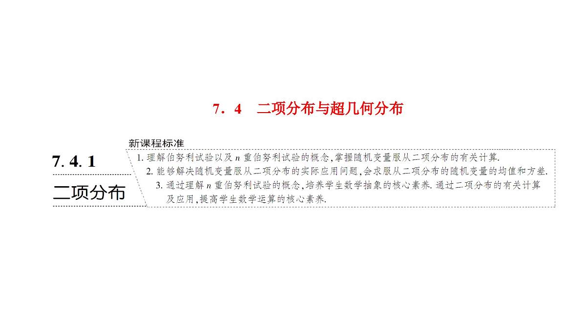 人教A版选择性必修3高中数学-7.4.1-二项分布【课件】第1页