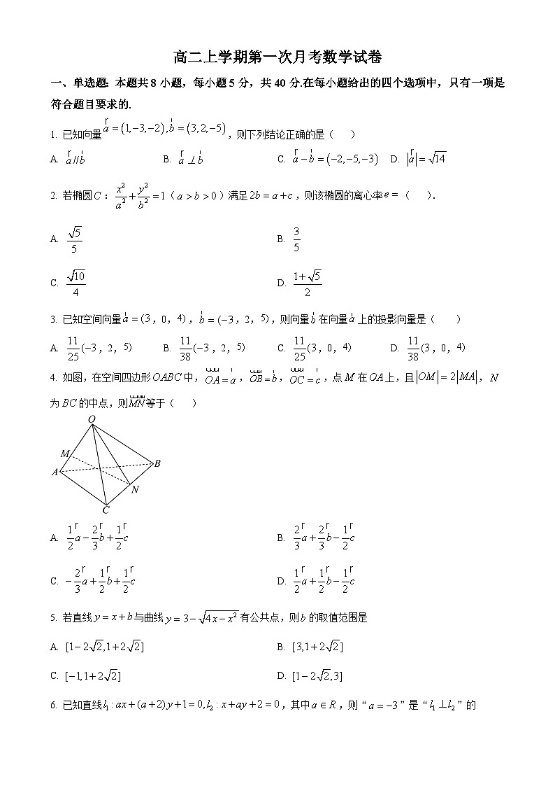 河北省沧州市泊头市第一中学2024-2025学年高二上学期第一次月考（9月） 数学试题（含解析）01