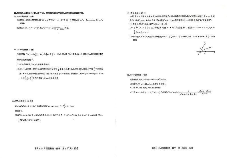 2024-2025学年九师联盟高三上学期10月期中联考数学试卷及答案第2页
