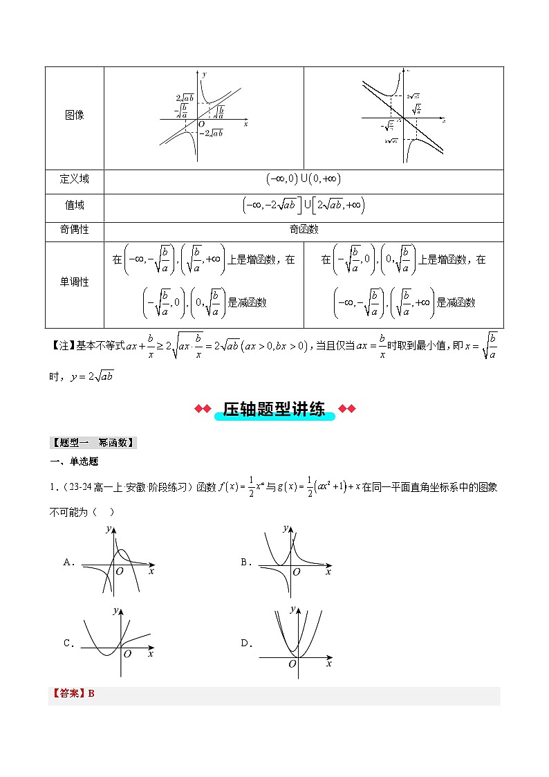专题16 幂函数、对勾函数（2大压轴考法）解析版-2024-2025学年高一数学压轴题攻略（人教A版2019必修第一册）03
