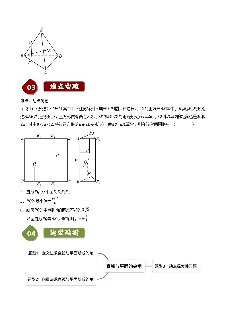 1.2.3直线与平面的夹角（2知识点+3题型+巩固训练）（原卷版）-2024-2025学年高二数学同步学与练（人教B版2019选择性必修第一册）03