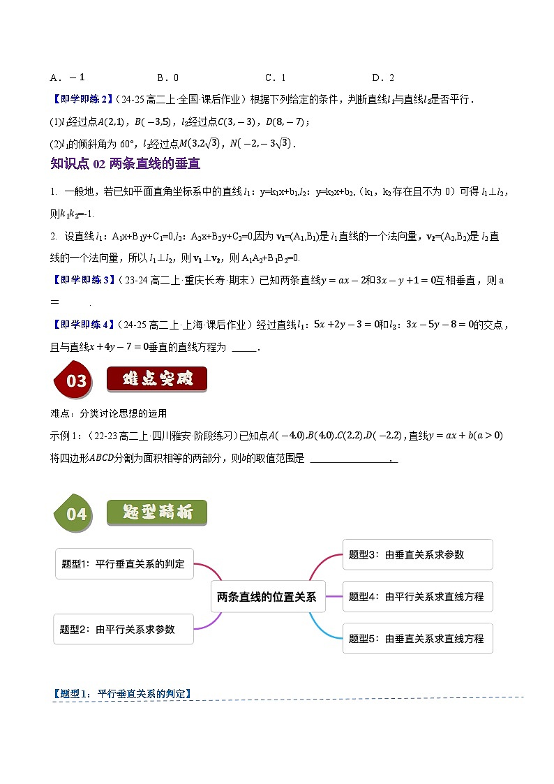 2.2.3两条直线的位置关系（2知识点+5题型+巩固训练）（原卷版）-2024-2025学年高二数学同步学与练（人教B版2019选择性必修第一册）第2页