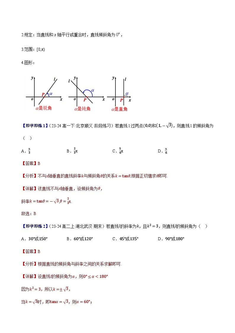 2.2.1直线的倾斜角与斜率（4知识点+7题型+巩固训练）（解析版）-2024-2025学年高二数学同步学与练（人教B版2019选择性必修第一册）第2页