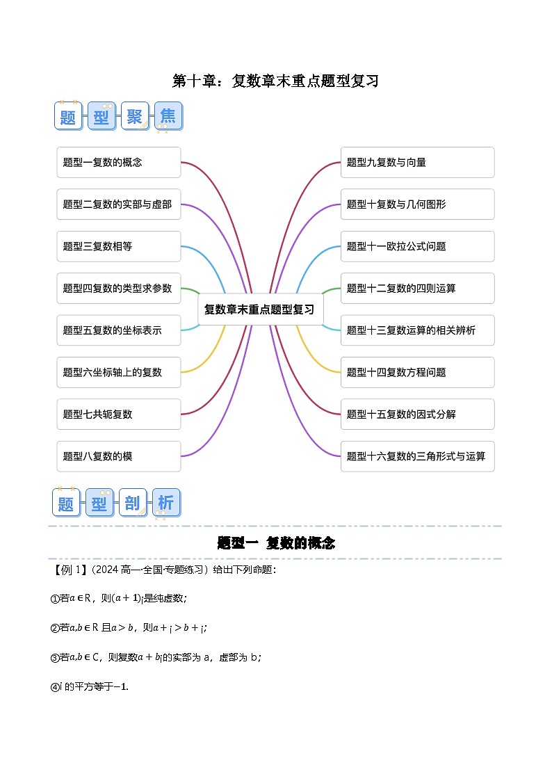 人教B版（2019）高中数学必修第四册 第十章 复数 章末重点题型复习（原卷+解析卷）01