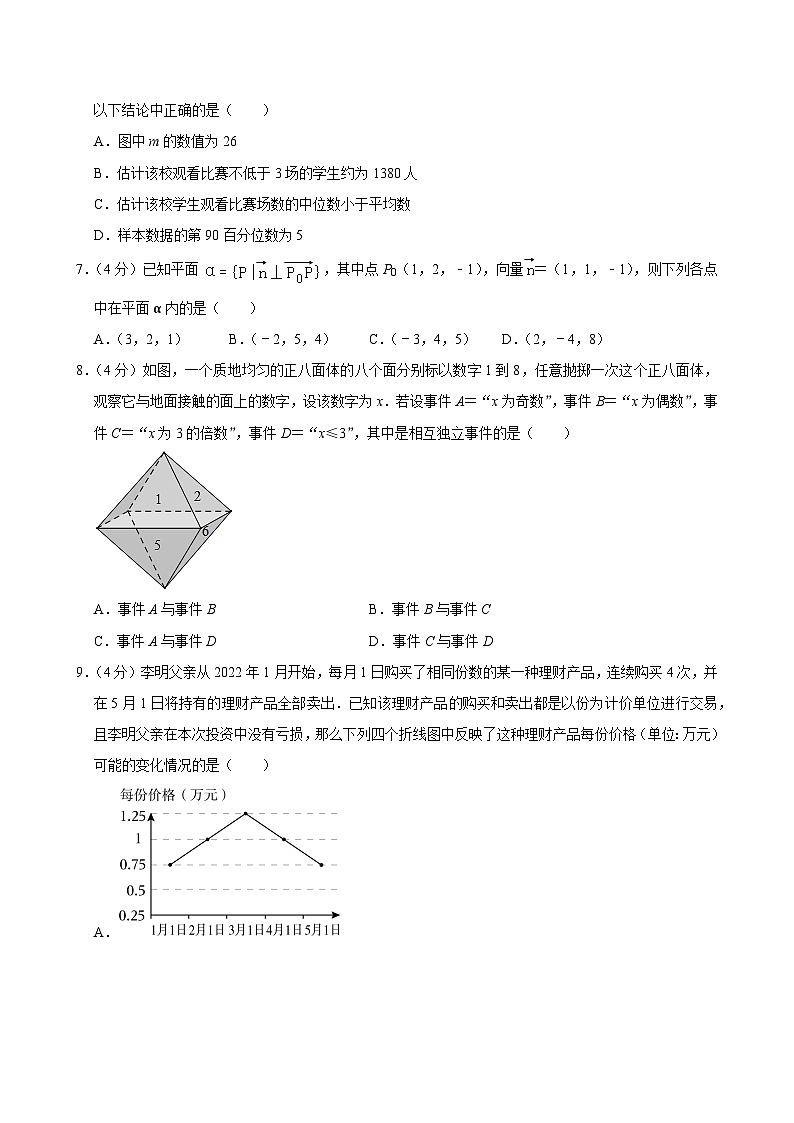 2022-2023学年北京市丰台区高二（上）期中数学试卷（A卷）第2页