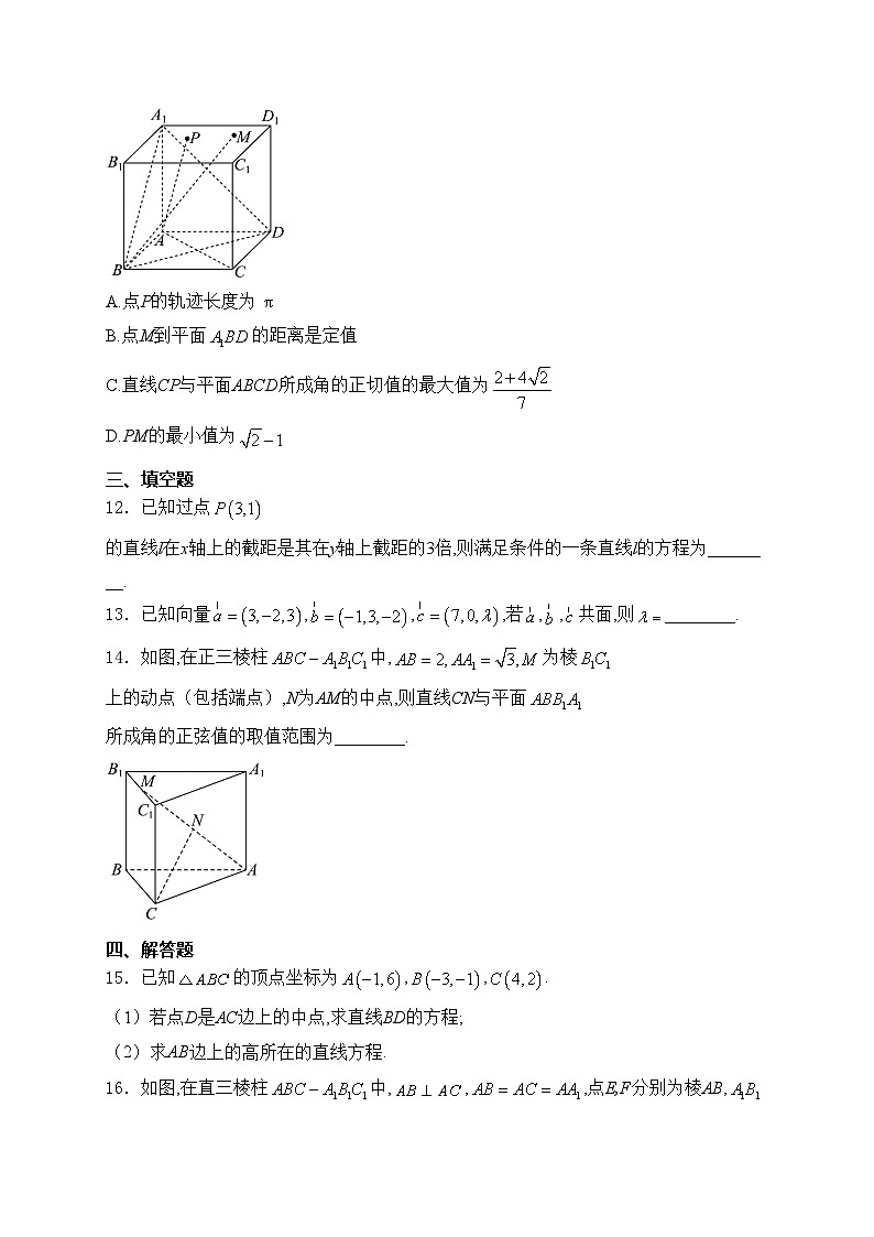 河北省郑口中学、鸡泽县第一中学2024-2025学年高二上学期10月月考数学试卷(含答案)第3页