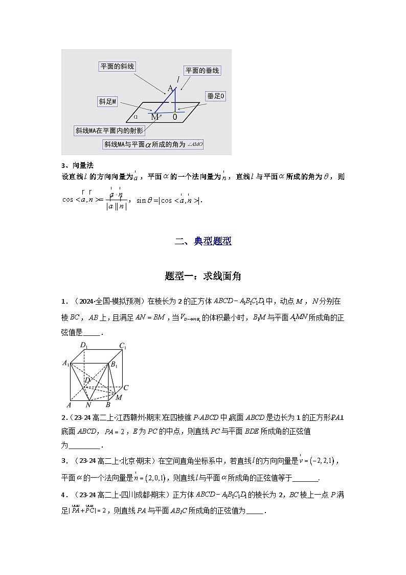 2025年高考数学复习解答题提优思路(新高考专用)专题02直线与平面所成角(线面角)(含探索性问题)练习(学生版+解析)第2页