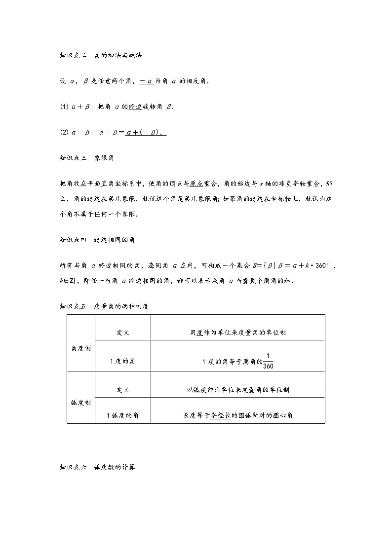 (人教A版必修第一册)高一数学知识梳理与题型分层精练专题5.1任意角和弧度制(基础)(原卷版+解析)02