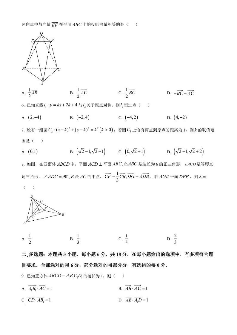 金太阳河南2024-2025学年高二上学期第二次月考数学试卷及答案第2页