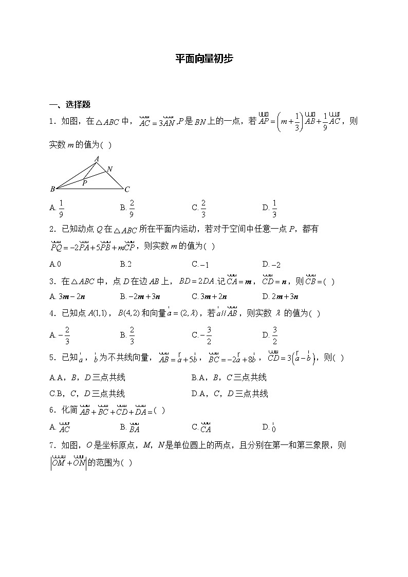 2025届高中数学一轮复习专题练 平面向量初步第1页