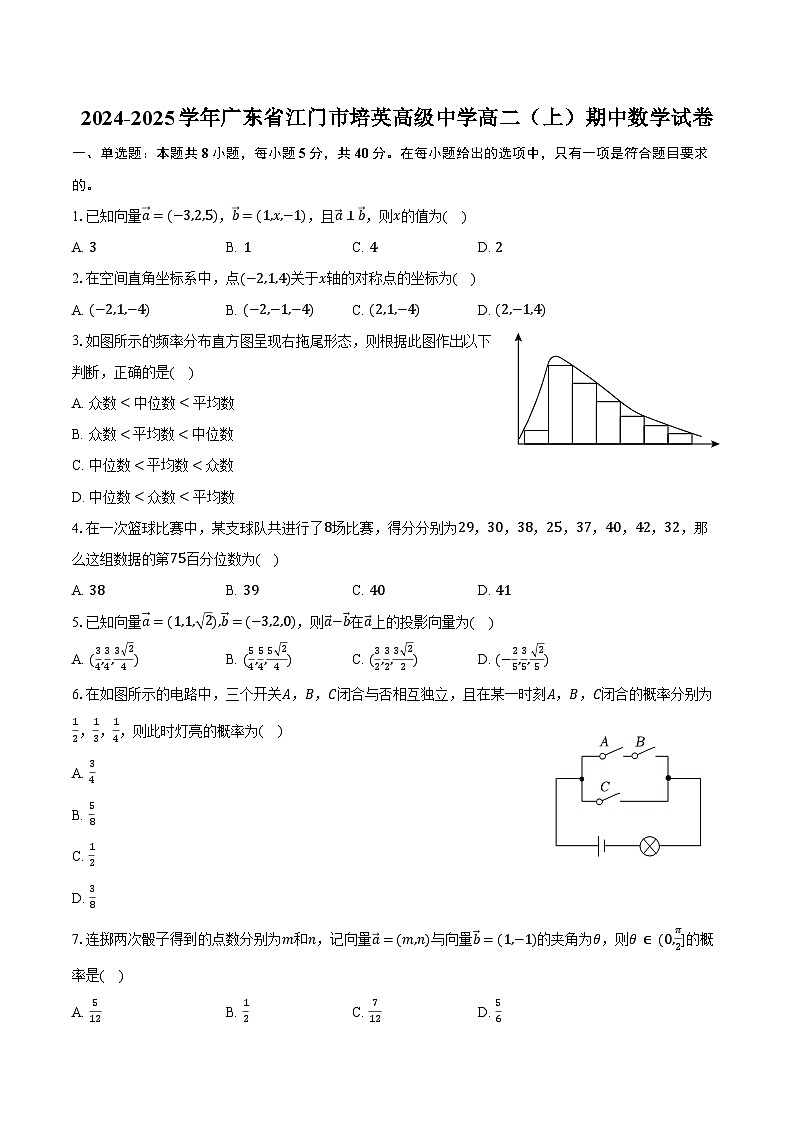 2024-2025学年广东省江门市培英高级中学高二（上）期中数学试卷（含答案）第1页