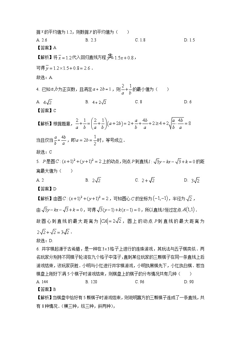 湖南省湖湘教育三新探索协作体2023-2024学年高二下学期期中联考数学试卷(解析版)02